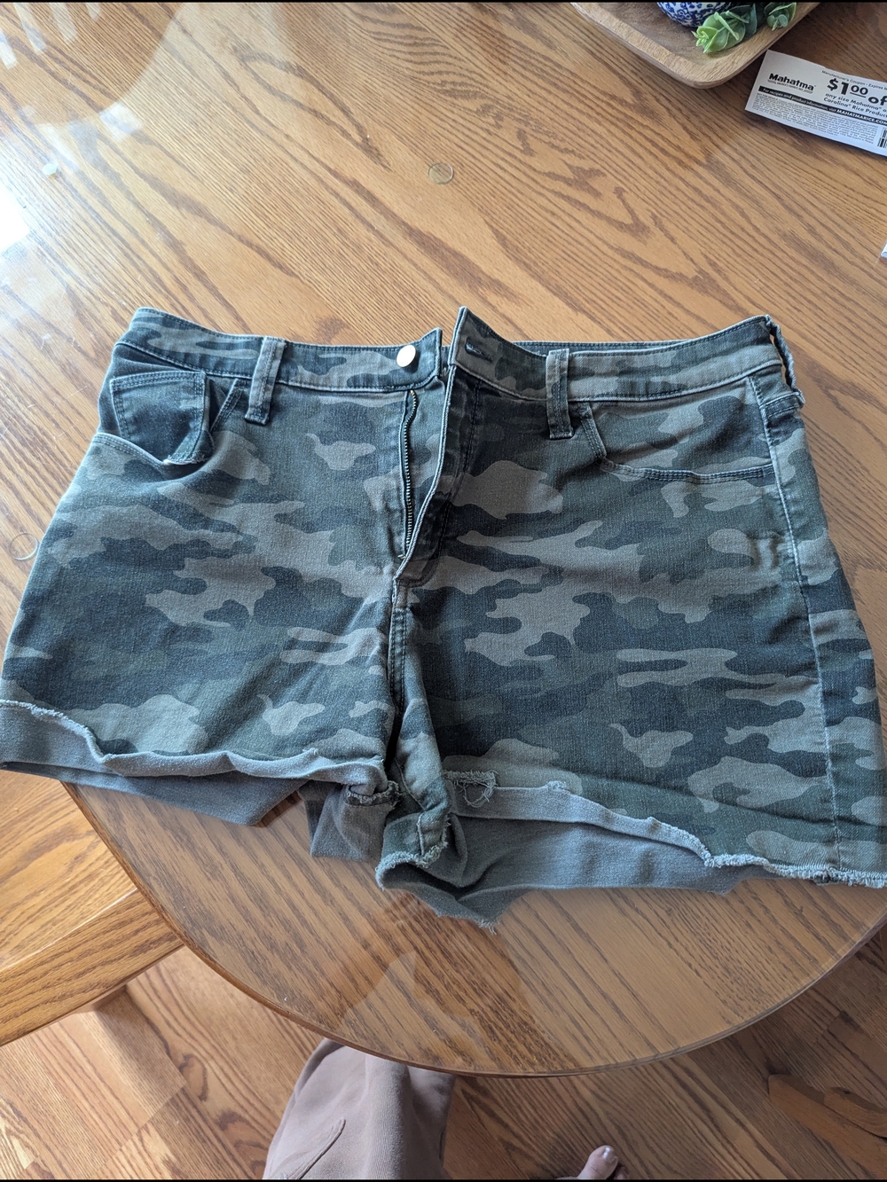 Universal Thread Camo Denim Shorts in Green